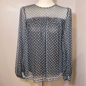 NWT MAX STUDIO Sheer Peasant Top BLACK SMALL